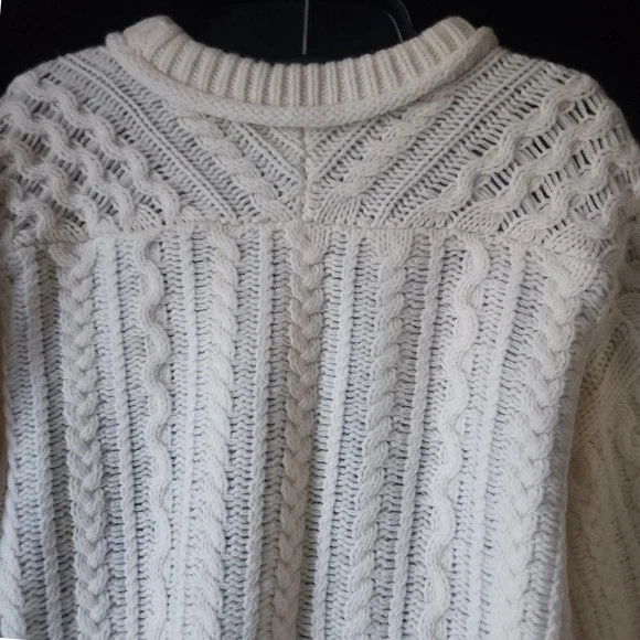 RE/DONE Natural Crewneck Cable Knit Pullover Sweater Medium Preppy Cabin NWT$495 - Picture 8 of 12